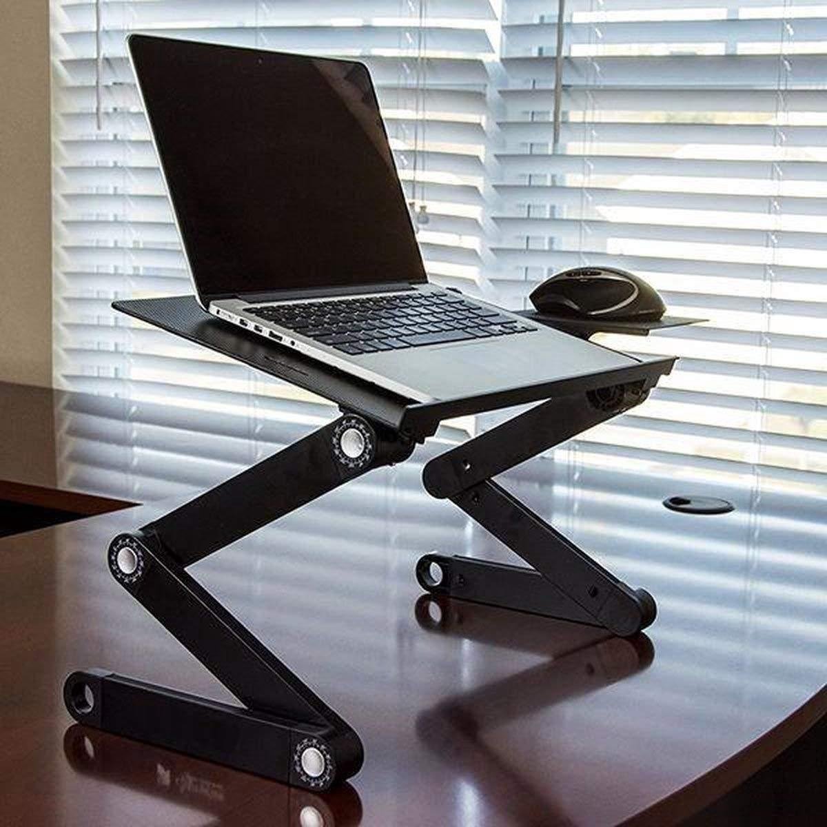 Laptop standaard voor tafel bank en bed, bureau draagbare verstelbare laptoptafel rechtop staand / zittend met muismat