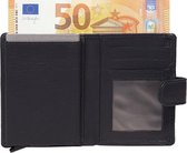 Pasjeshouder Uitschuifbaar – Donkerblauw - Leer - Creditcard Houder - RFID – Anti Skim - Muntgeld Ritsvak - Pasjeshouder