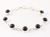 Zilveren schakelarmband met onyx