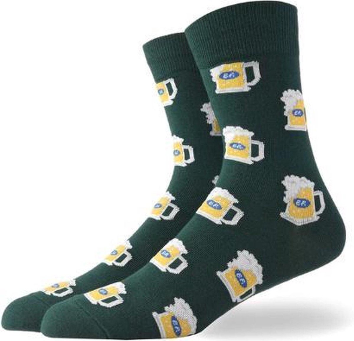 Bier Sokken met bierpullen - Grappige Sokken Groen - Maat 38-43 - Oktoberfest/Barman