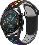 Siliconen Smartwatch bandje - Geschikt voor  Huawei Watch GT sport band - kleurrijk zwart - 42mm - Horlogeband / Polsband / Armband