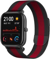 Milanees Smartwatch bandje - Geschikt voor  Xiaomi Amazfit GTS Milanese band - zwart/rood - Horlogeband / Polsband / Armband