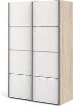 Veto Schuifdeurkast 2 deuren breed 122 cm eiken decor, wit.