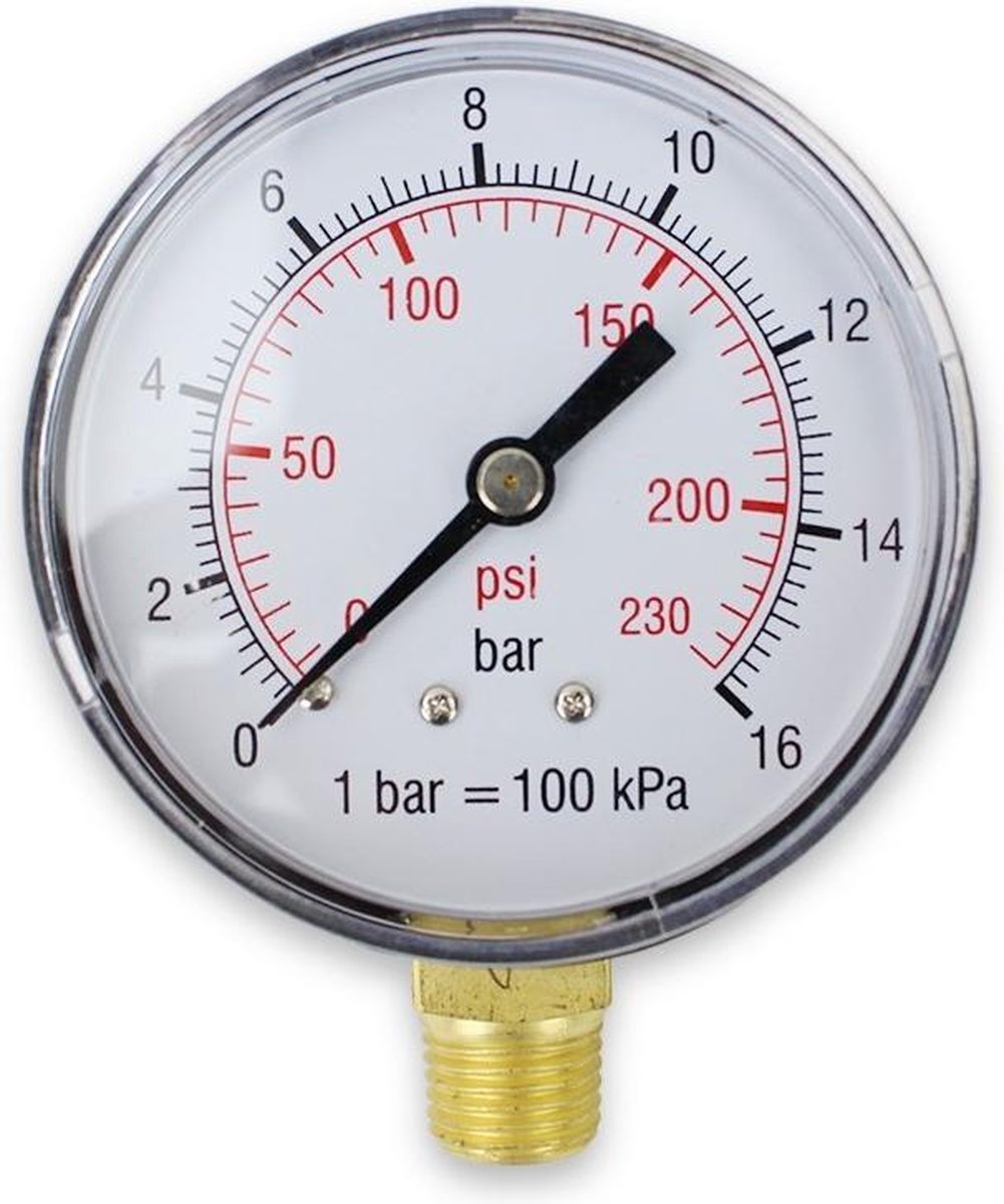 Airpress® Manometer voor compressor met 1/4 aansluiting | bol.com