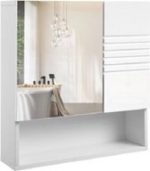 Segenn's Modern Badkamerkast - badkamerkasten hoog - Wandkast - badkamerkast met spiegel - Verstelbare Planken - Zacht Sluitende Scharnieren - Badkamer - 54 x 15 x 55 cm - Wit