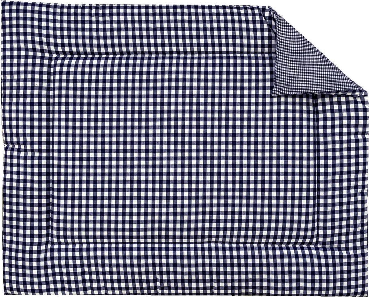 BINK Bedding Boxkleed BB ruit marine 80 x 100 cm - vulling fiberfill 400 grams - speelkleed - parklegger - katoen - ruiten - Vichy - boerenbont - blauw - wit - tweezijdig