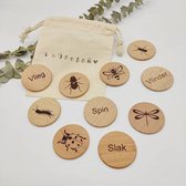 Houten munten met Insecten -  Duurzaam speelgoed - Educatief speelgoed - Houten speelgoed