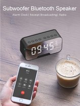 THEROB Digitale wekker met bluetooth speaker, radio, spiegel en TF ingang (ZWART)