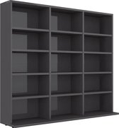 boekenkast - hoogglans grijs - cd - boeken- kast - dvd - games - schappen - meubel - woonkamer - industrieel - modern - slaapkamer - L&B Luxurys