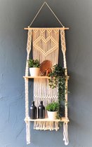 Macramé Wanddecoratie - Wandkleed - Plantenhanger - 150x50cm - met 2 planken
