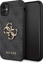 Zwart hoesje van Guess - Backcover - geschikt voor iPhone 11 - 4G - Hardcase TPU - Big Metal Logo