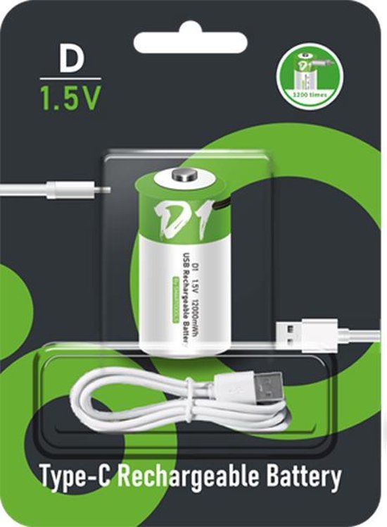 Batterie au Lithium Rechargeable de taille D, 1.5V, 12000mwh