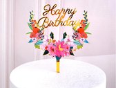 Cake topper - Happy birthday -cake topper - taartdecoratie - taart topper - taart versiering