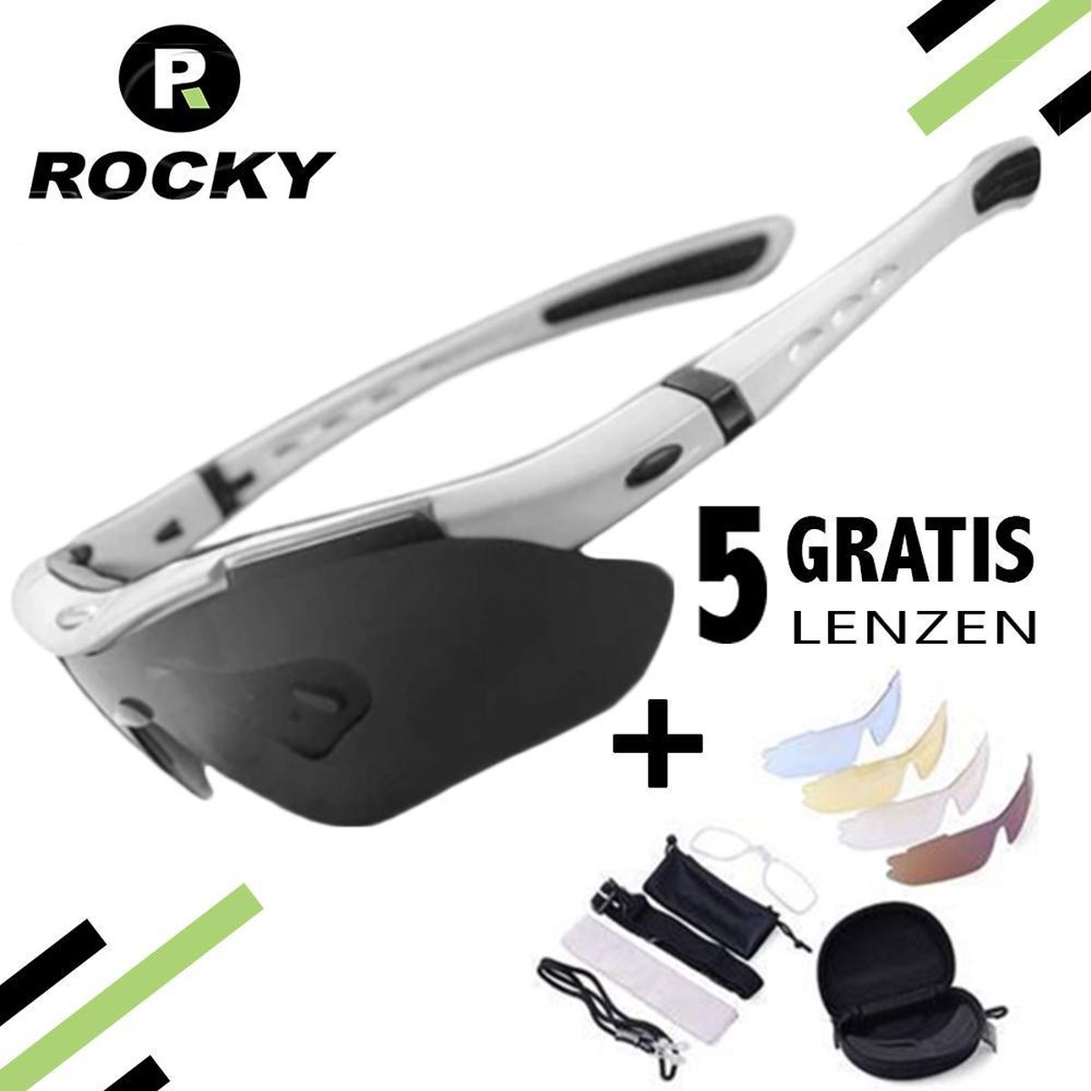 Fietsbril - Sportbrillen - Fietsbrillen - Professionele Gepolariseerde ROCKY Fietsbril + 5 GRATIS Ve