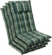 Blumfeldt Sylt Set van 4 tuinkussen - stoelkussen - zitkussen- hoge rugleuning - hoofdkussen - 50 x 120 x 9 cm - UV-bestendig polyester