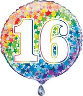 Helium Ballon 16 Jaar Sterren 45cm leeg