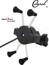 X-grip speciaal voor Ebike Elektrische Fiets input 30/150 volt Usb Smartphone POWER oplader bevestiging op de achteruitkijkspiegel ook voor Motor en scooter
