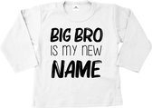 Livingstickers-Shirt kind-Grote broer is mijn nieuwe naam-wit-zwart-110/116