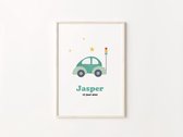 Geboorteposter - Auto - Gepersonaliseerd - groen - baby - kids - decoratie