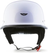 D34 Glans wit Duitse scooter, motorhelm, pothelm maat, S, hoofdomtrek 55-56Cm