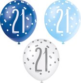 Ballonnen 21 Jaar Stippen Blauw 30cm 6st