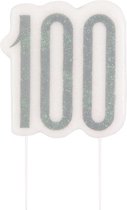 Kaars 100 Jaar Glitter Zilver 8,5cm