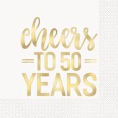 Servetten Cheers To 50 Years Goud 25cm 16st