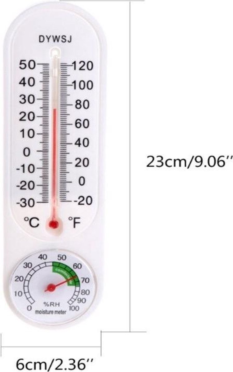 Hygrometer - Vochtmeter - Vochtigheidsmeter - 23 cm x 9 cm