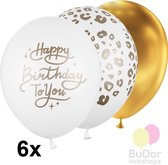 Happy Birthday to You ballonnen set verjaardag, wit-goud, 6 stuks, 30 cm