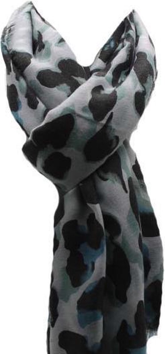 Sjaal Dames Tijger Print Blauw-Groene Camouflage