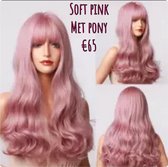 Pruik Wig 100%Monofibrehair net echt haar lichtgewicht Soft Pink