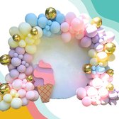 Baloba® Pastel Ballonnenboog Geel, Paars, Blauw, Roze en Gouden ballonnen - Feest Versiering Pakket - Verjaardag Bruiloft Decoratie - 122 stuks
