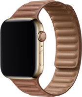 Wabando Leren Link Bandje Threads Zadelbruin compatibel met Apple Watch 45/44/42 mm