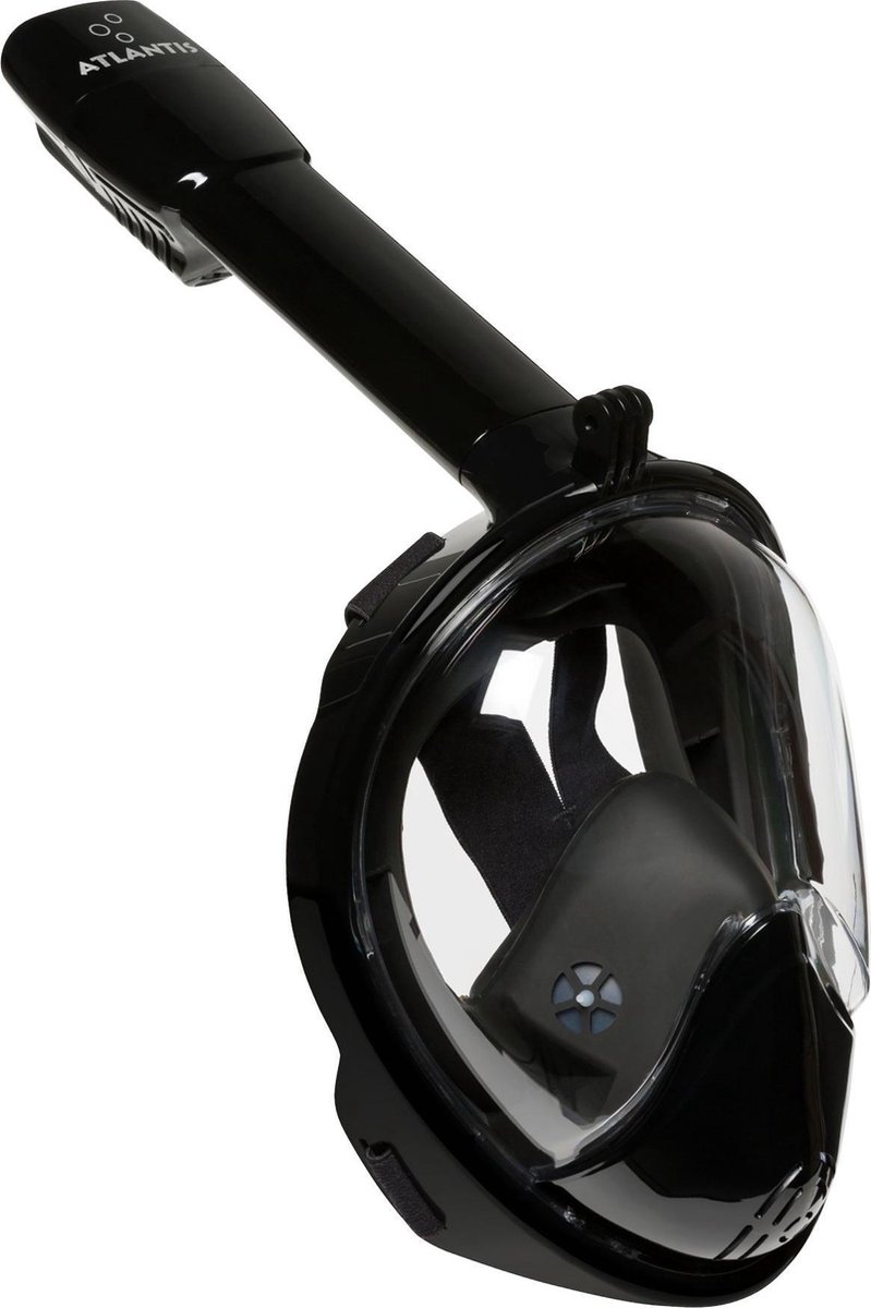 Atlantis Snorkelmasker 2.0 - Duikbril - Snorkel - Snorkelset - Full Face Masker - Volwassenen - Zwart - S/M