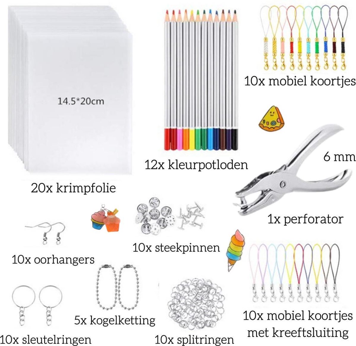 Krimpfolie knutselset kinderen - 198-delig doe-het-zelf krimpkunst