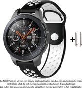 Zwart Wit Siliconen Bandje voor 22mm Smartwatches van Samsung, LG, Asus, Pebble, Huawei, Cookoo, Vostok en Vector – Maat: zie maatfoto – 22 mm black white rubber smartwatch strap