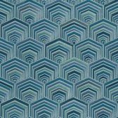 Dutch Wallcoverings - Wallstitch fan design blue