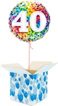 Helium Ballon Verjaardag - gevuld met helium - 40 Jaar - Confetti dots - Cadeauverpakking - Happy Birthday - Folieballon - Helium ballonnen verjaardag
