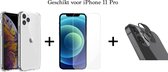 iPhone 11 Pro hoesje shock proof case transparant - 1x iPhone 11 Pro Screen Protector + 1x Camera Lens Screenprotector