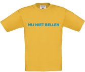 T-shirt voor kinderen met opdruk “Mij niet bellen” | Chateau Meiland | Martien Meiland | Goud geel T-shirt met lichtblauwe opdruk. | Herojodeals
