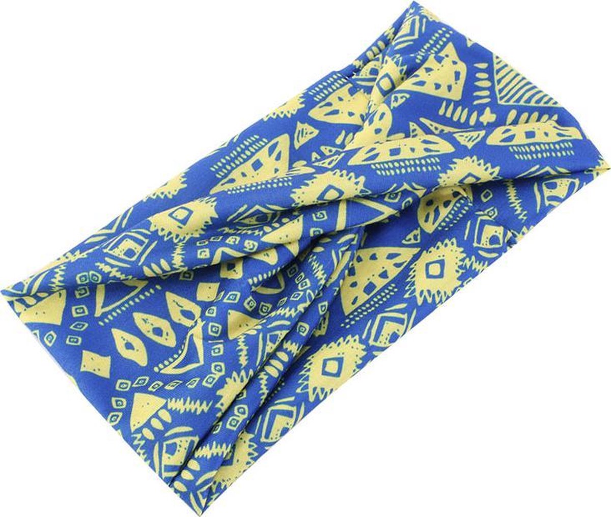 Haarband - Sport haarband - Blauw/Geel - Dames haarband - Meiden haarband - Tieners haarband - Make up - Vrijetijdshaarband - Twist haarband - Haarverzorging