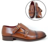 Stravers - Monk Straps Maat 47 Bruin Grote Maten Herenschoenen met Gesp