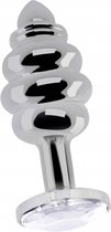 Ribbed Diamond Plug - 2.75 Inch - Silver
