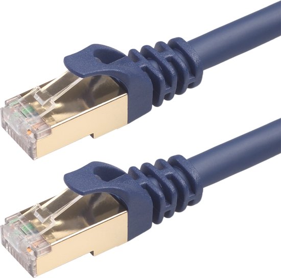By Qubix internetkabel - cat 8 Ethernet kabel - 1 meter - RJ45 - donkerblauw - Netwerkkabel LAN - UTP kabel