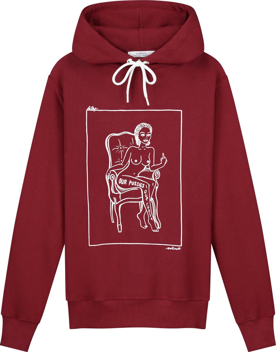 Collect The Label - Our Pussies Our Choice Hoodie - Bordeaux Rood - Unisex - L