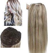 Half Wig Human Hair echt haar clip in extensions pruik 150gram 50cm blondmix