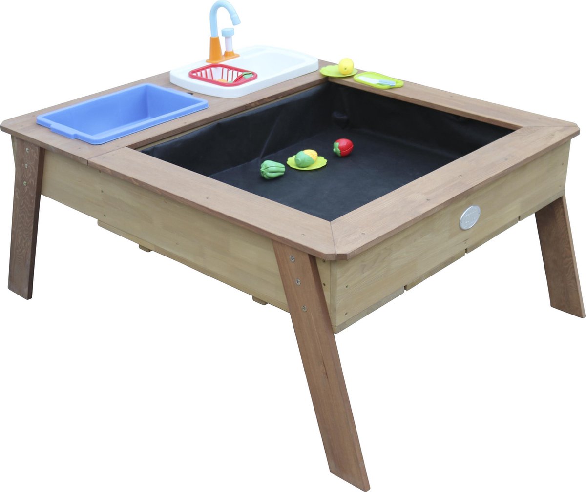 AXI Linda Zand & Water Tafel met Speelkeuken wastafel Bruin - Parasol Blauw/wit — afbeelding 10