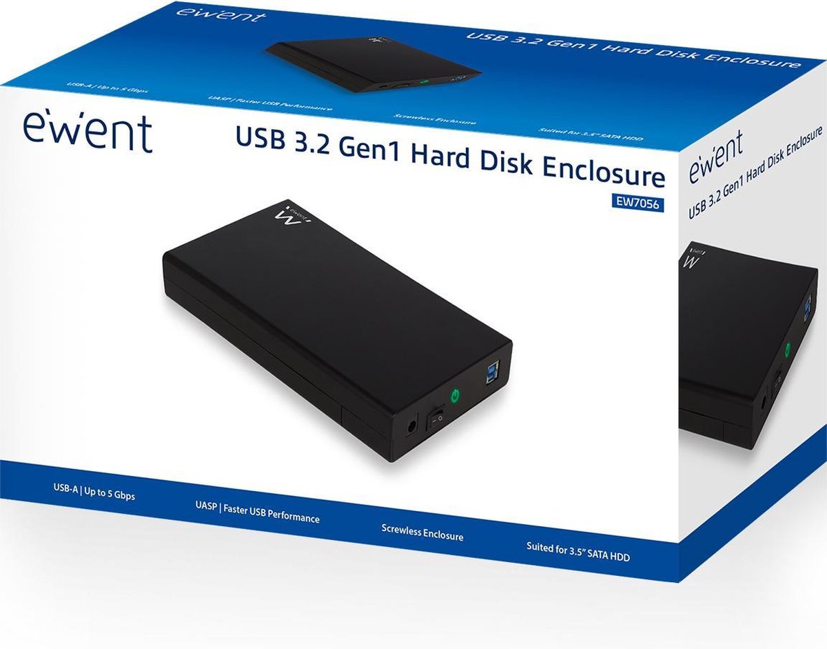 FIDECO Harde Schijfbehuizing USB 3.0 SATA Dockingstation - Voor 2.5" & 3.5" HDD/SSD Met Ventilator