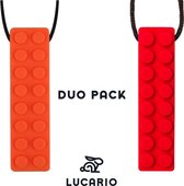 Bijtketting - Kauwketting | Bouwblokjes patroon DUOPACK Oranje - Rood