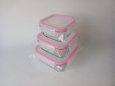 LAV Duurzame glazen vershouddozen uit hoogwaardig borosilicaatglas - LEKVRIJ EN LUCHTDICHT - set van 3 - Meal prep bakjes, stapelbaar - inhoud: 1 liter, 700 ml,  en  350 ml - koelk